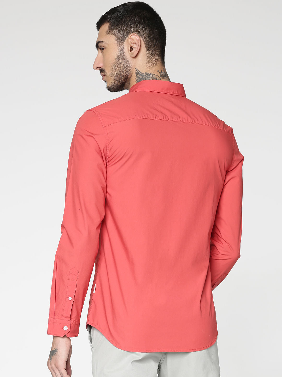 Red Slim Fit Full Sleeves Shirt