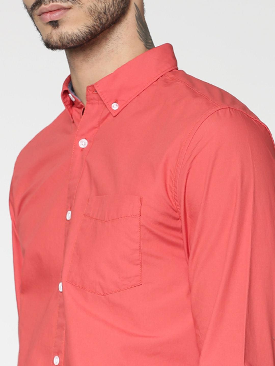 Red Slim Fit Full Sleeves Shirt