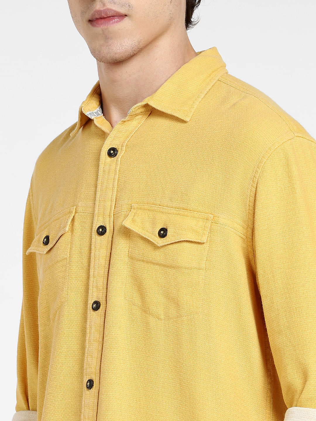 Yellow Dobby Full Sleeves Shirt