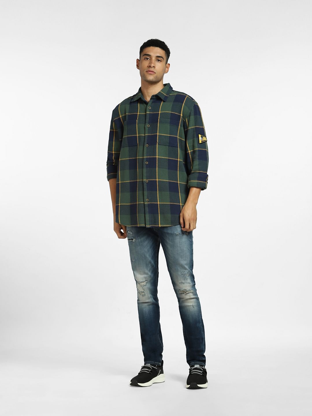 Green Check Full Sleeves Shirt