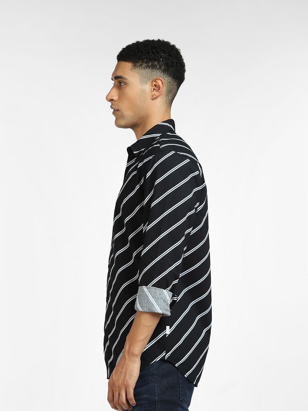 Black Striped Full Sleeves Shirt