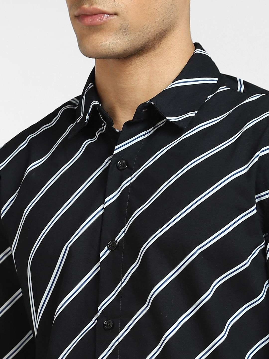 Black Striped Full Sleeves Shirt