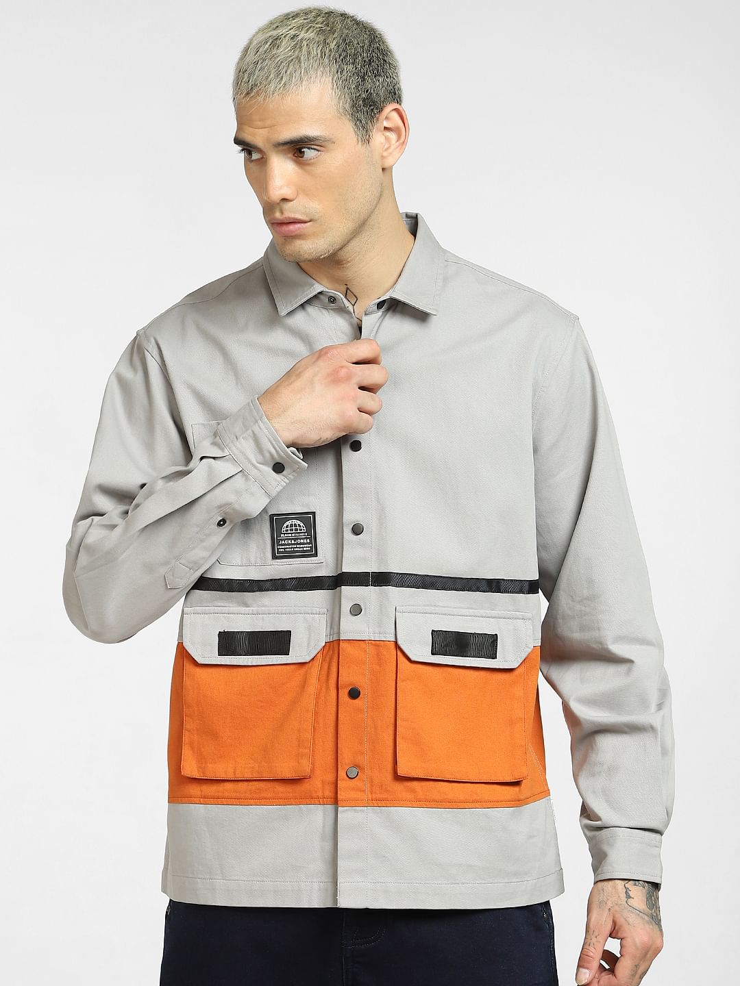 Grey Cut & Sew Oversized Shirt