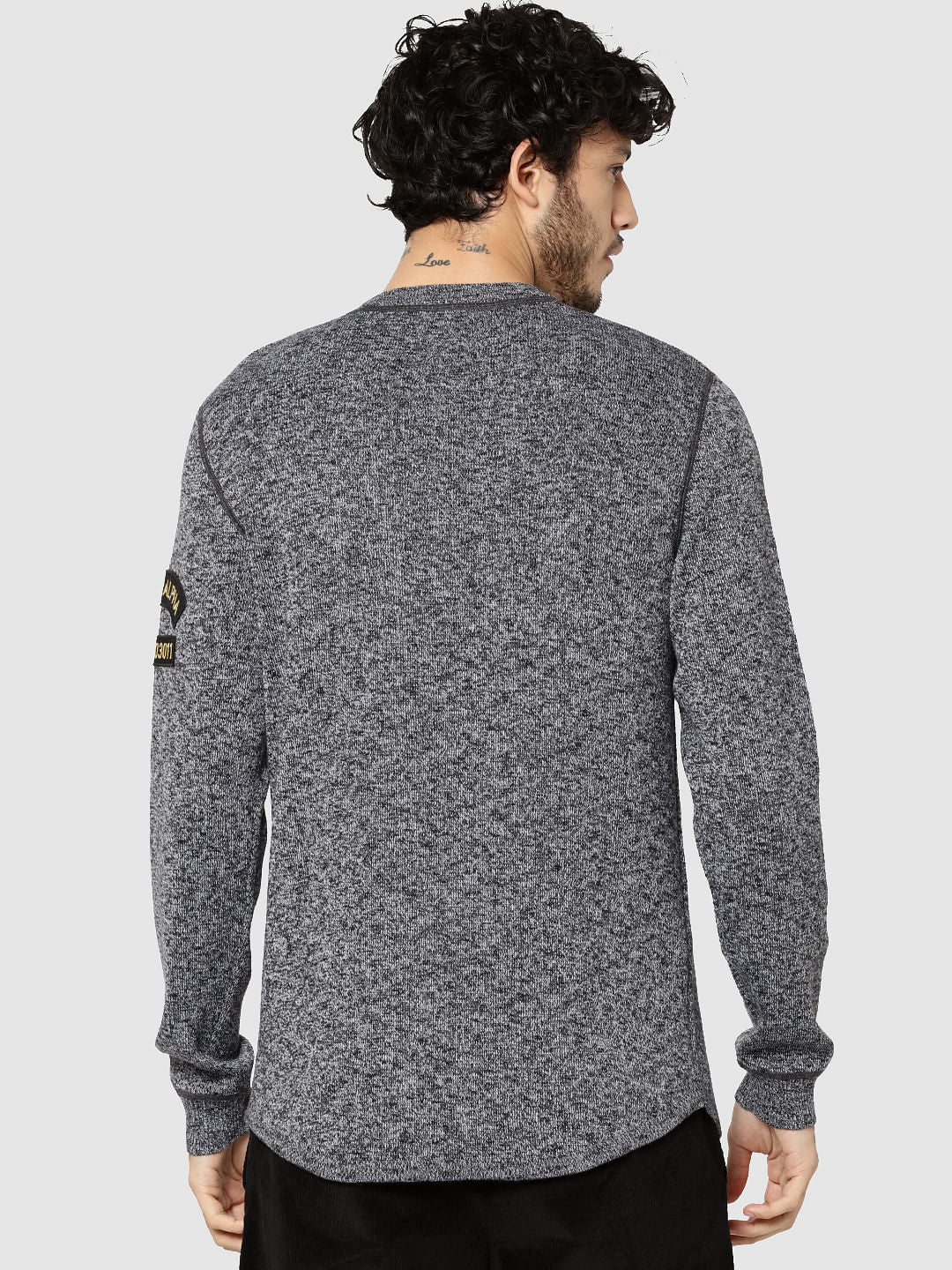 Dark Grey Patch Pocket Pullover