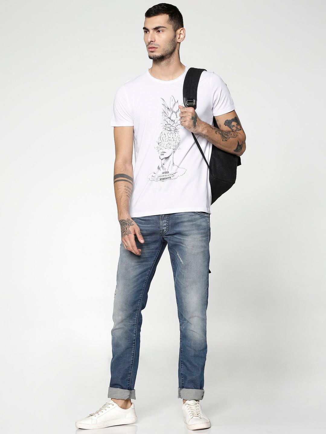 Blue Low Rise Distressed Glenn Slim Jeans - 27/30