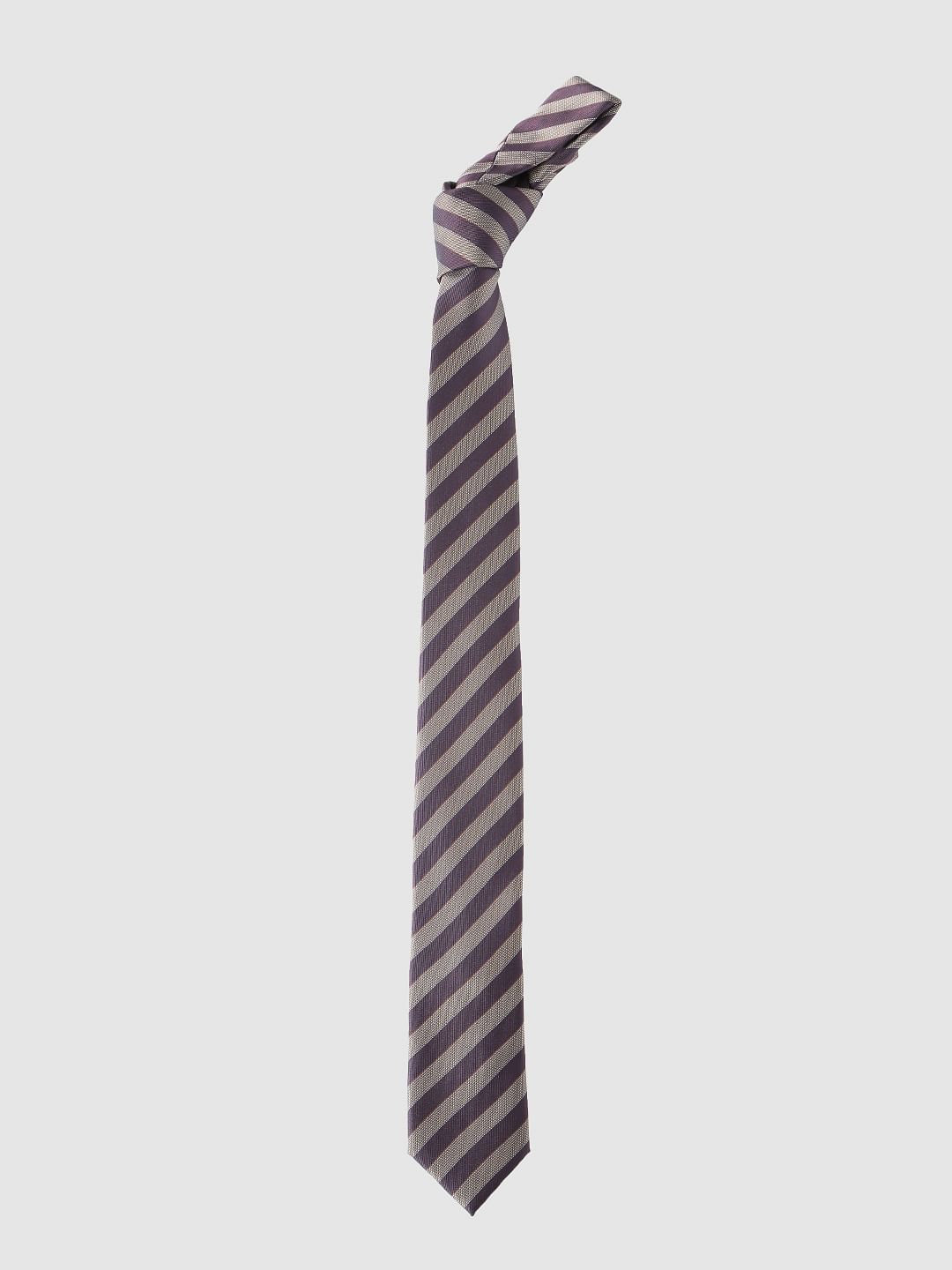 Brown Striped Tie - ONE