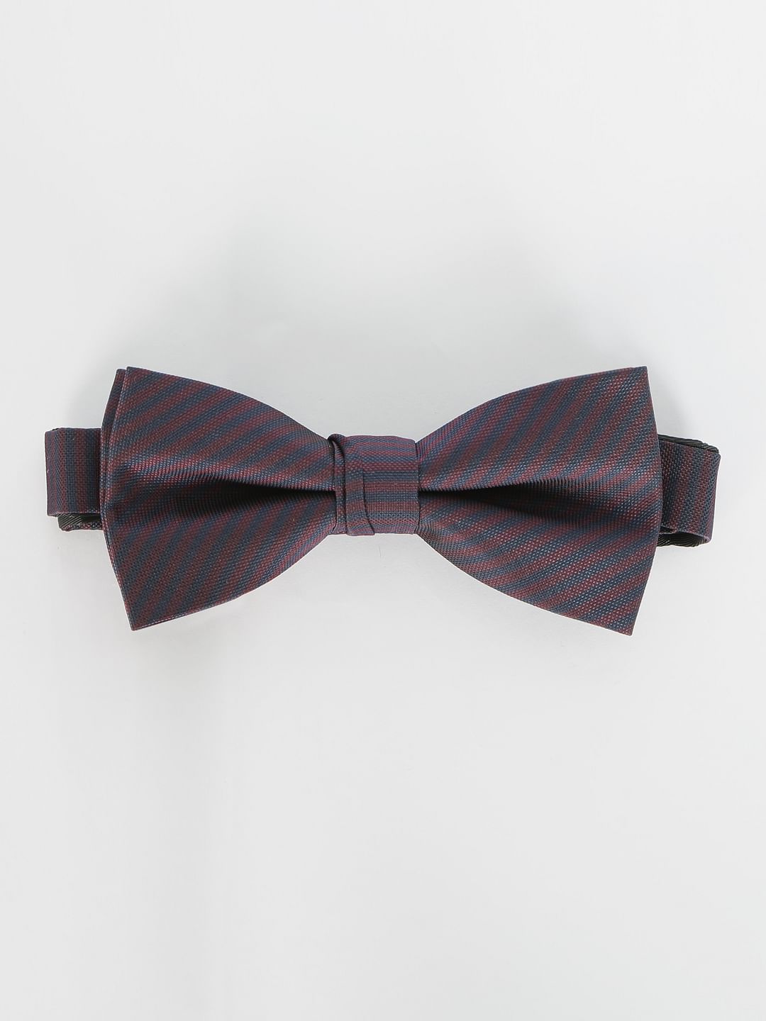 Navy Blue Striped Bow Tie - ONE