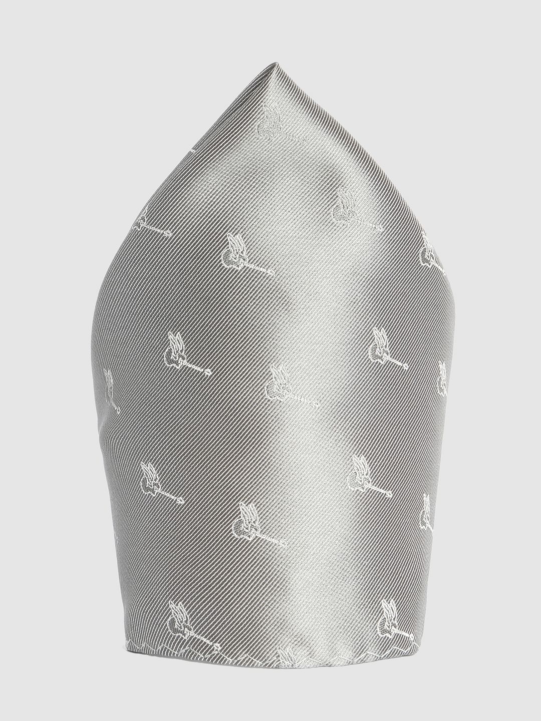 Grey Printed Pocket Square