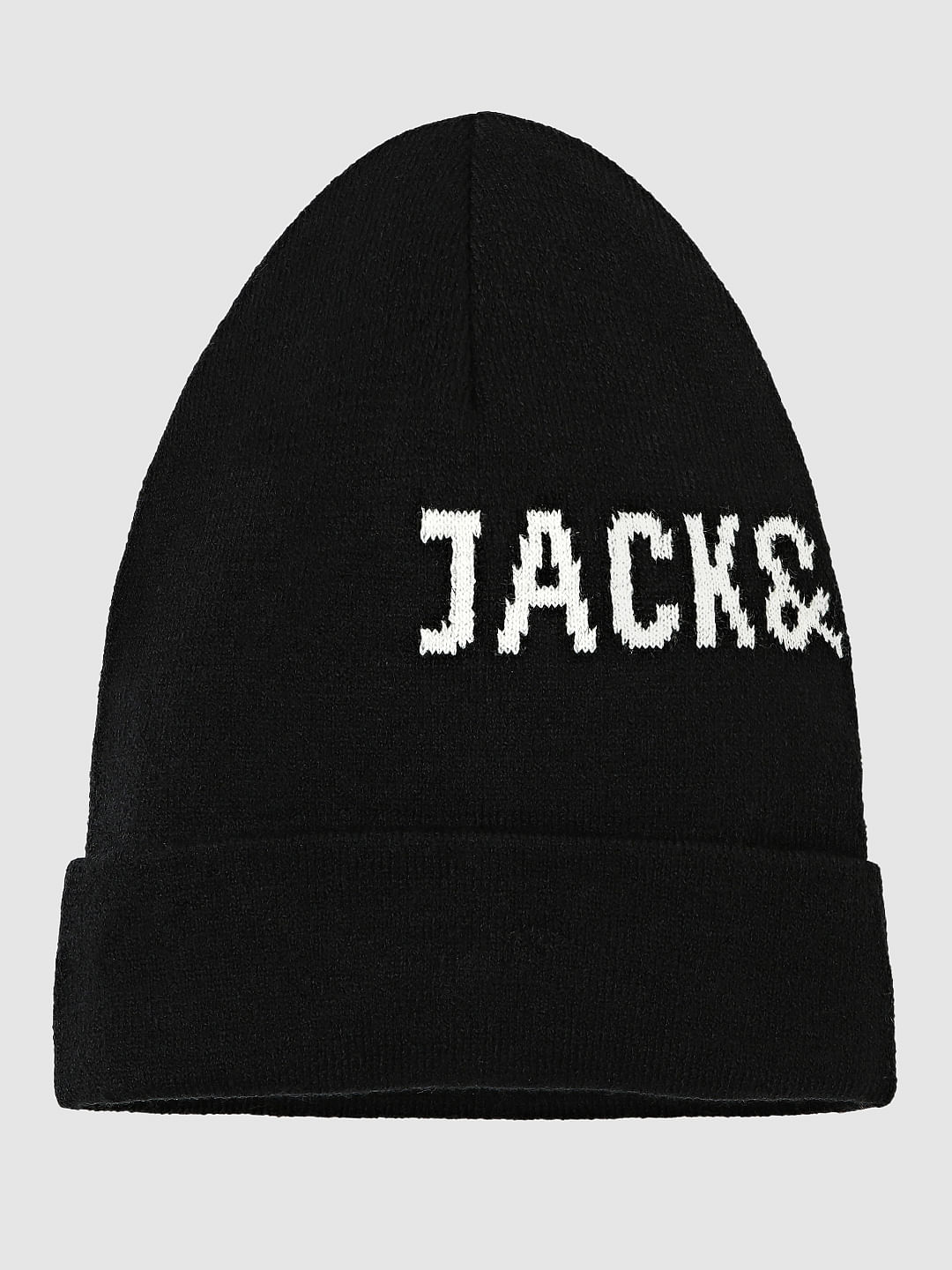 Black Logo Print Beanie - ONE