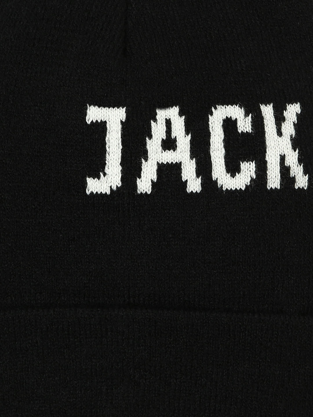 Black Logo Print Beanie