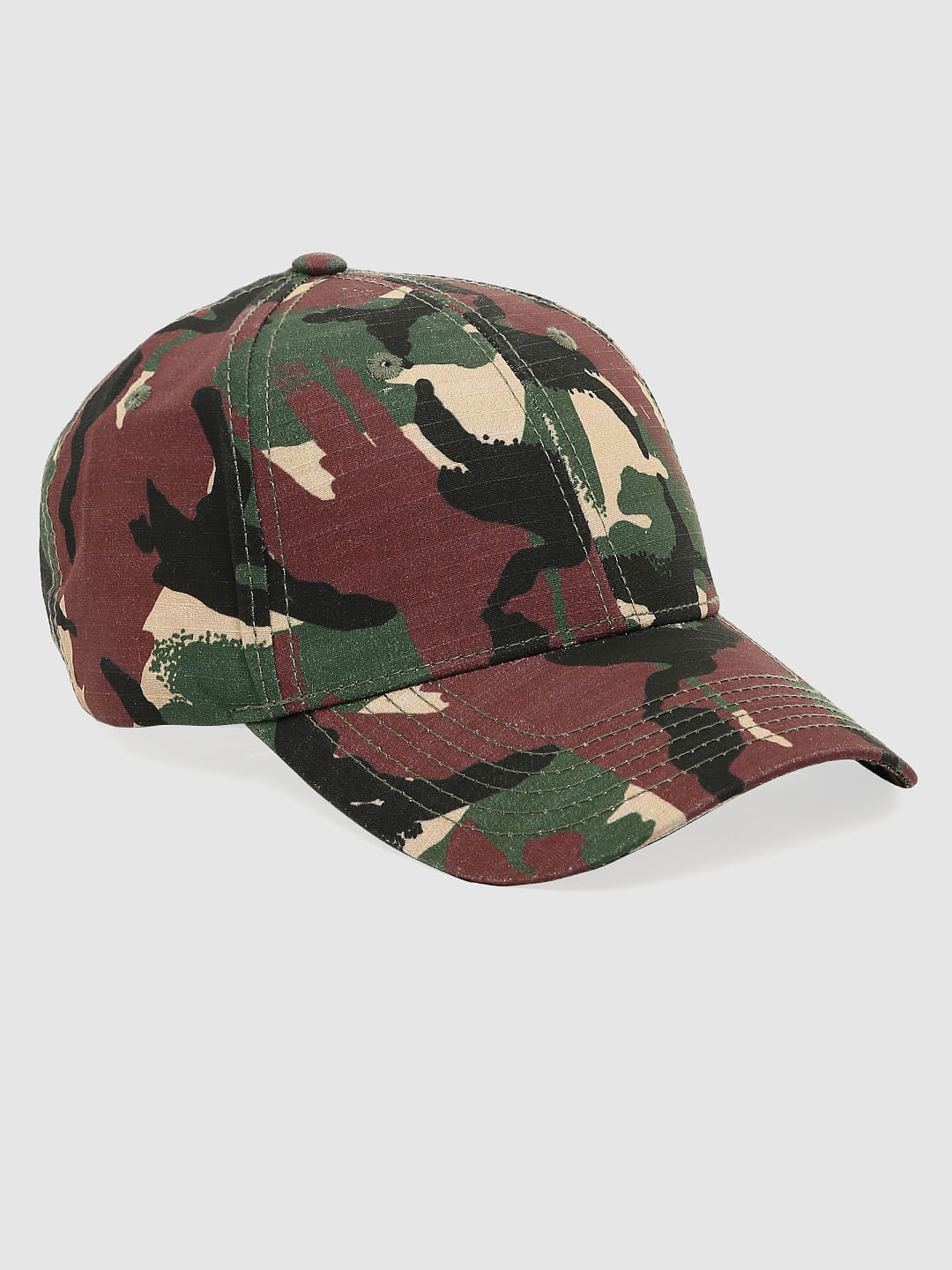 Green Camo Print Cap - ONE