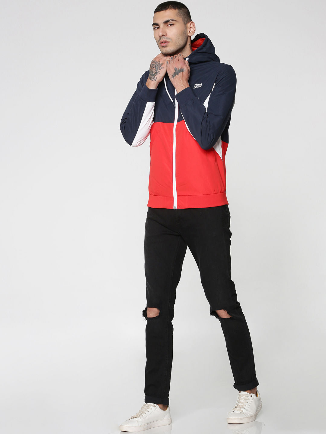 Blue Colourblocked Windcheater