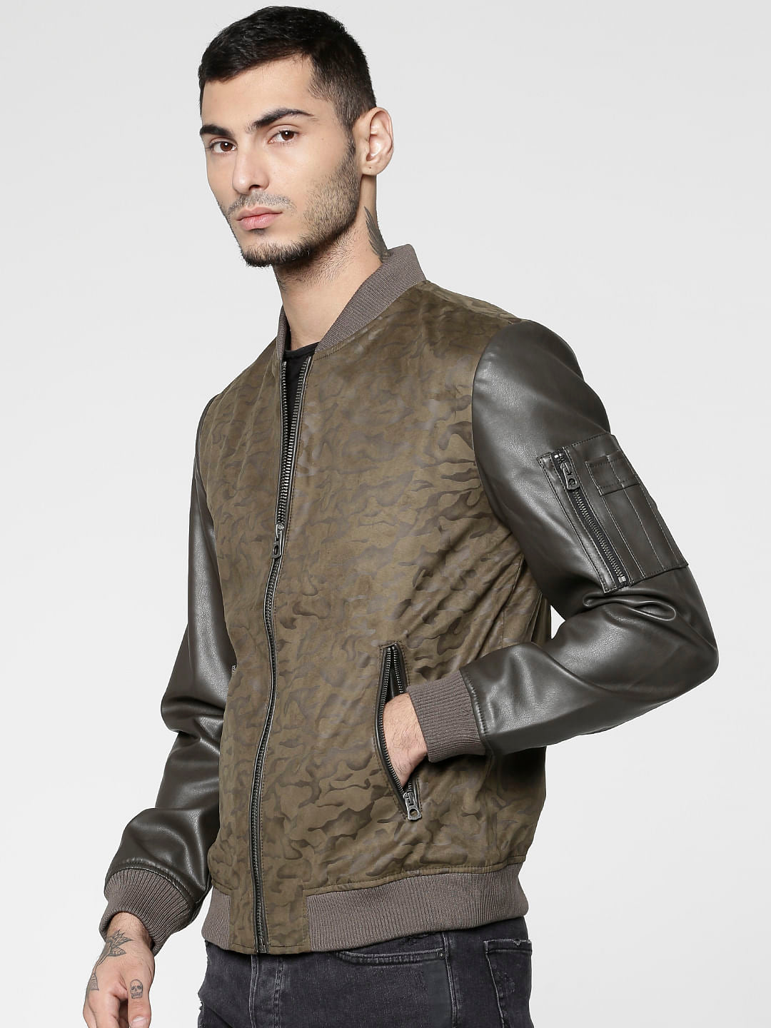 Green Camo Print Jacket