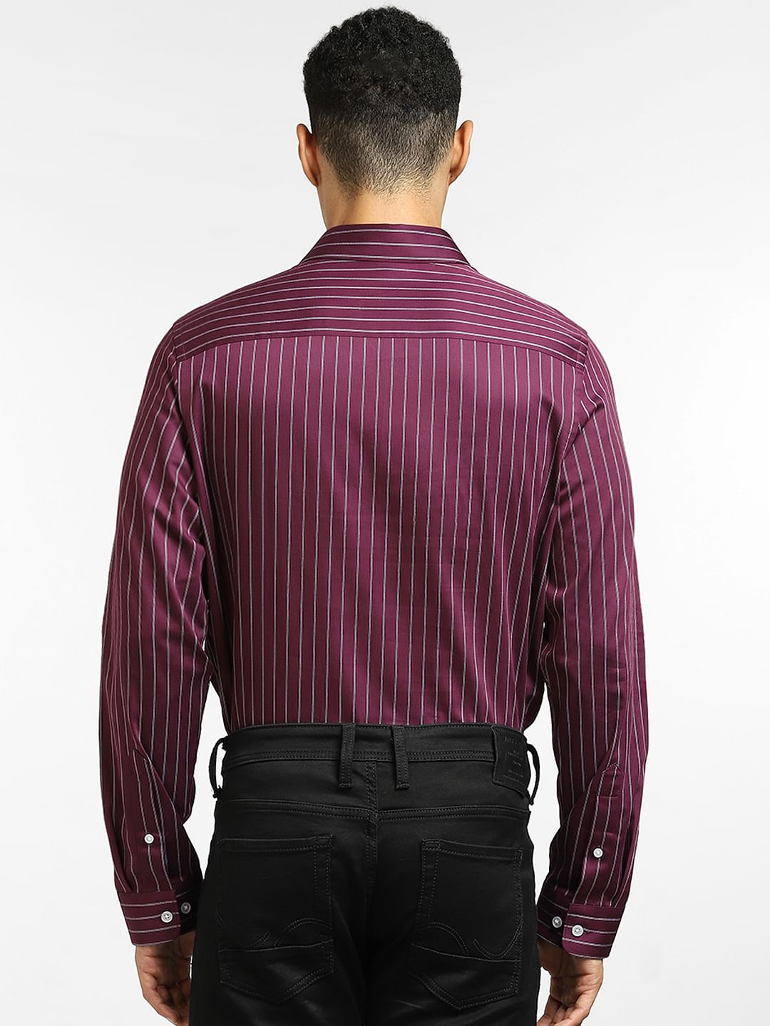 Purple Striped Full Sleeves Shirt