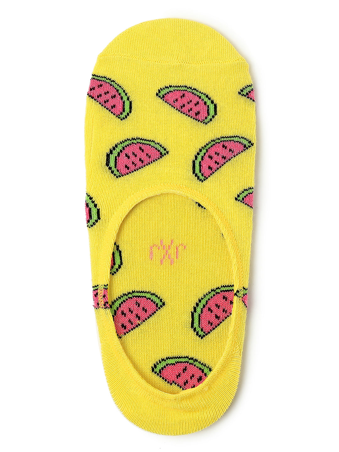 Yellow Watermelon Print No Show Socks - ONE