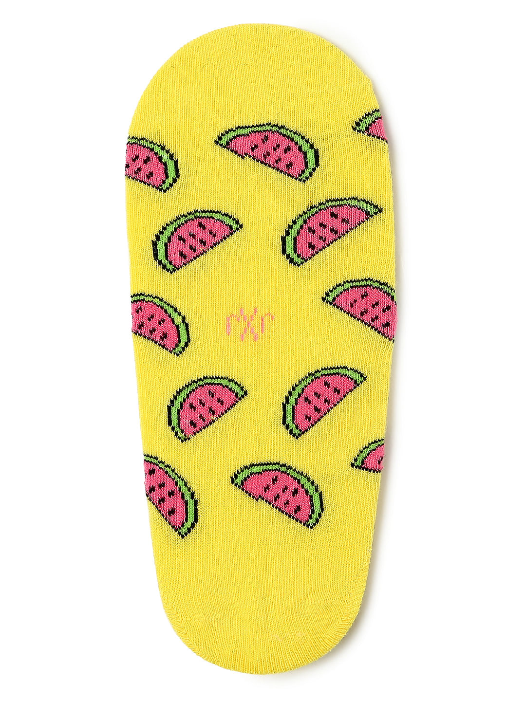 Yellow Watermelon Print No Show Socks