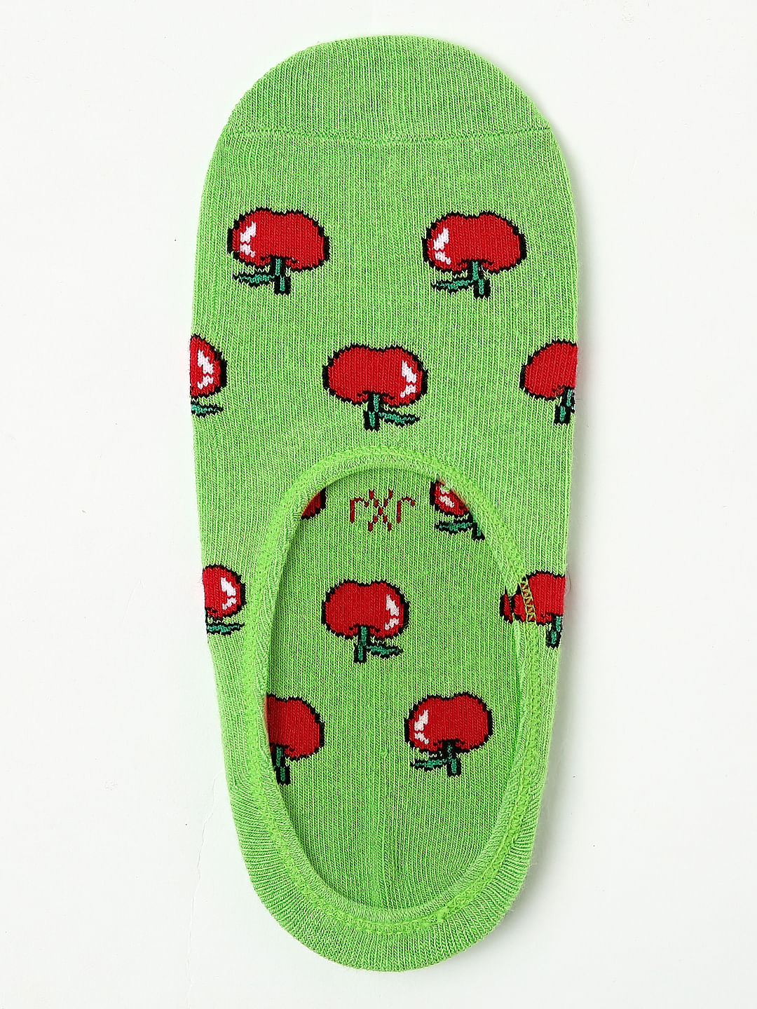 Green Apple Print No Show Socks - ONE