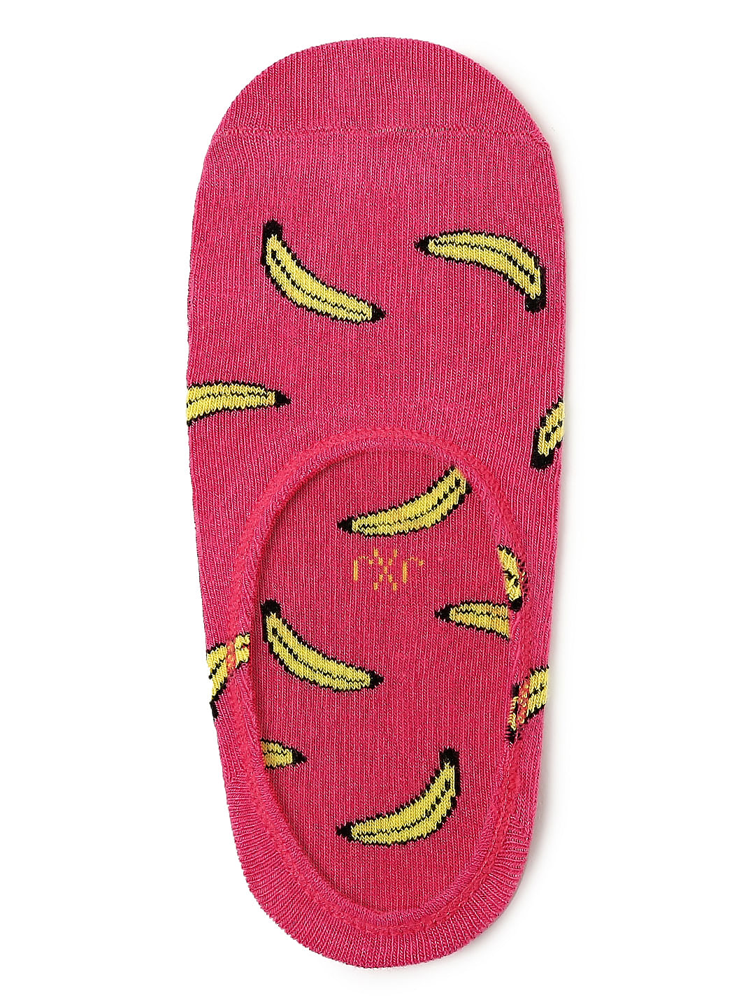 Pink Banana Print No Show Socks