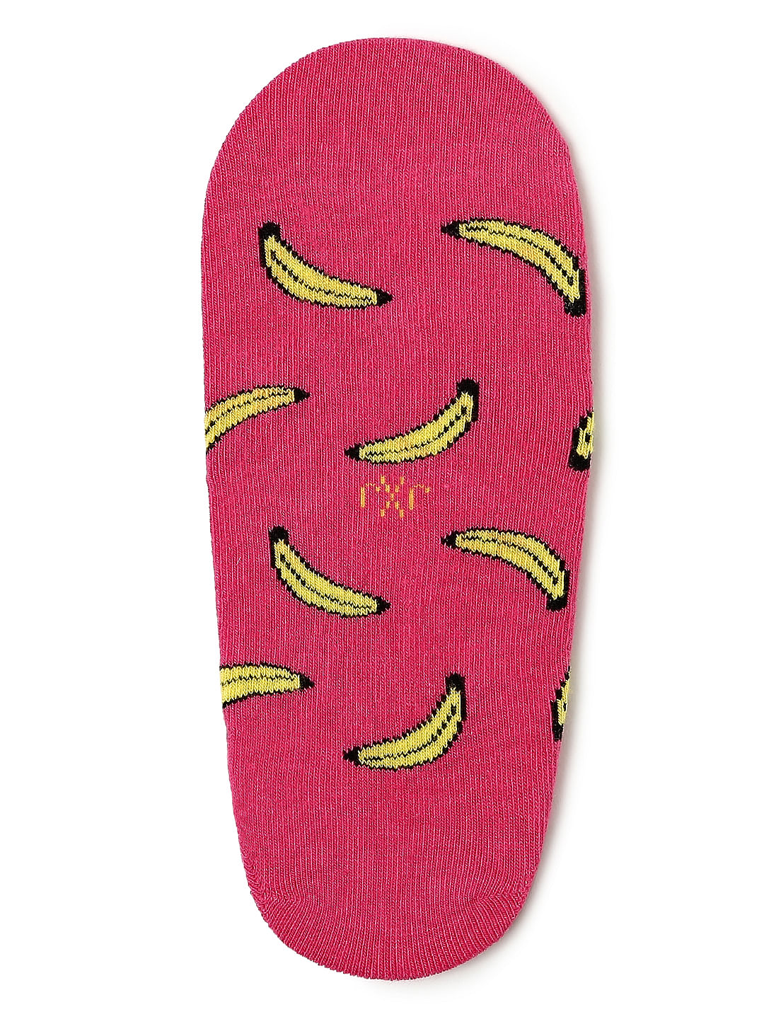 Pink Banana Print No Show Socks