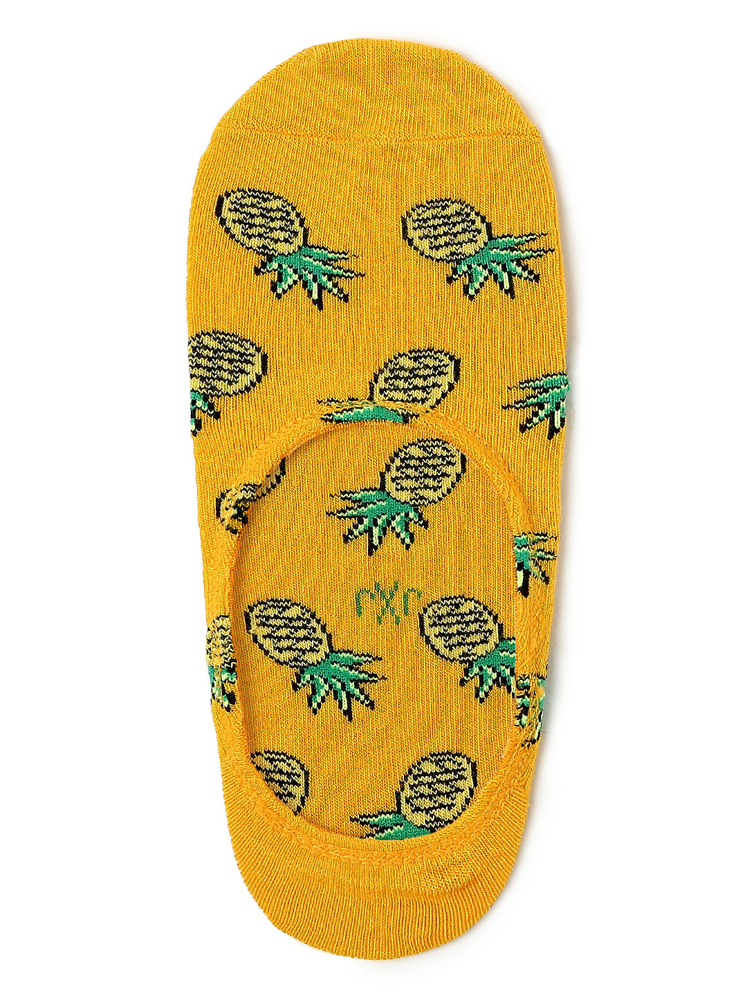 Yellow Pineapple Print No Show Socks - ONE