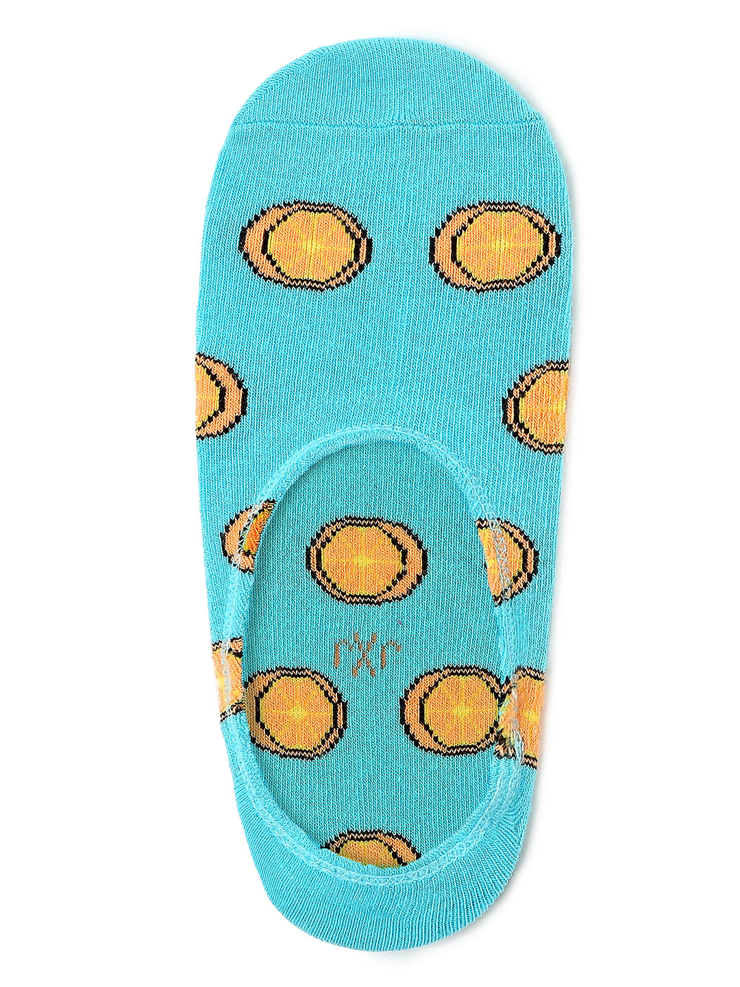 Blue Orange Print No Show Socks - ONE