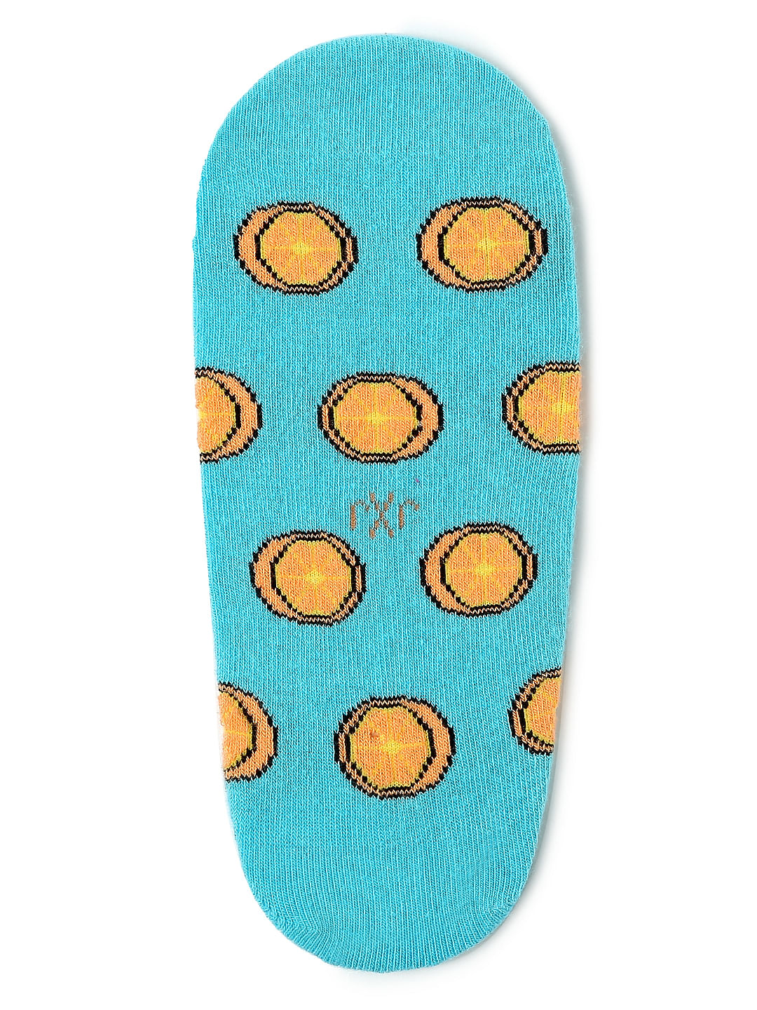 Blue Orange Print No Show Socks