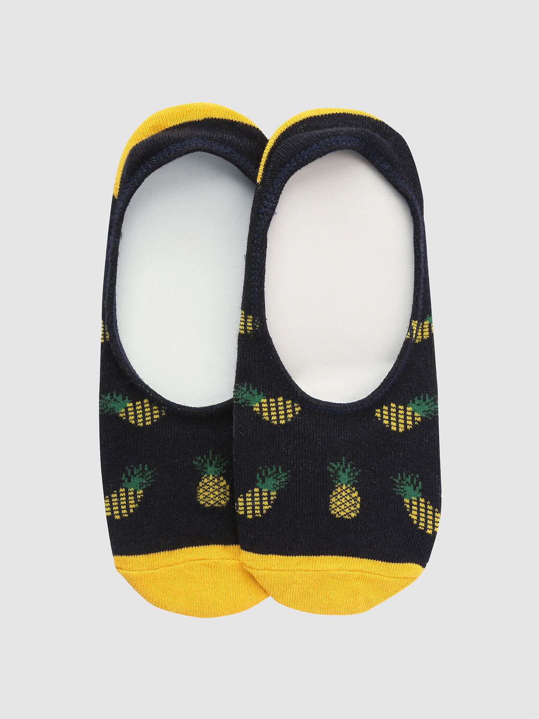 Blue Pineapple Print No Show Socks - ONE