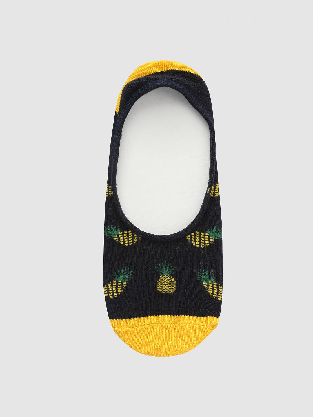 Blue Pineapple Print No Show Socks