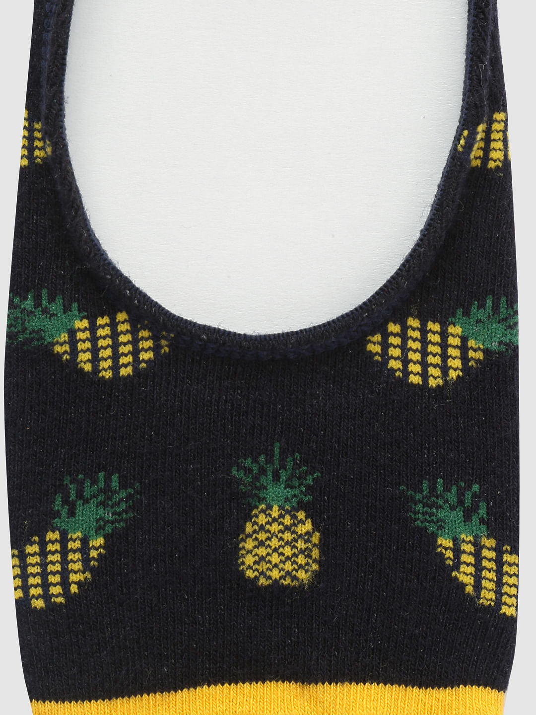 Blue Pineapple Print No Show Socks