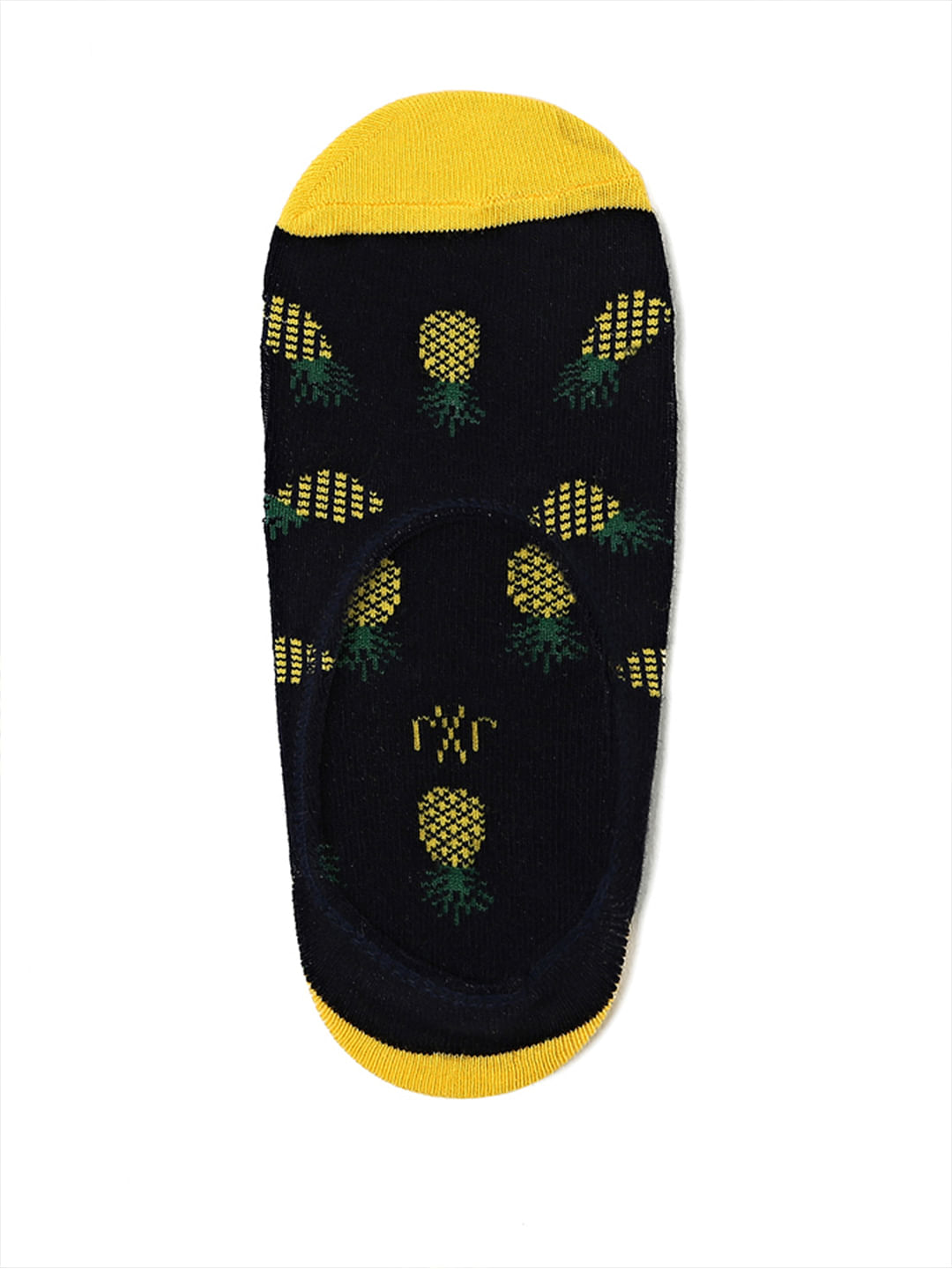Black Pineapple Print No Show Socks - ONE