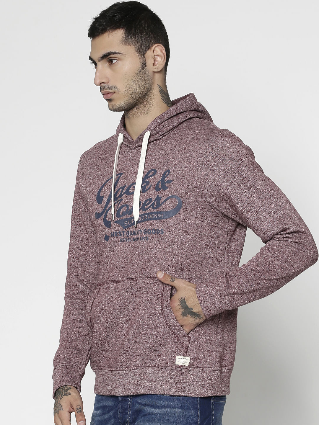 Red Text Print Hooded Sweatshirt