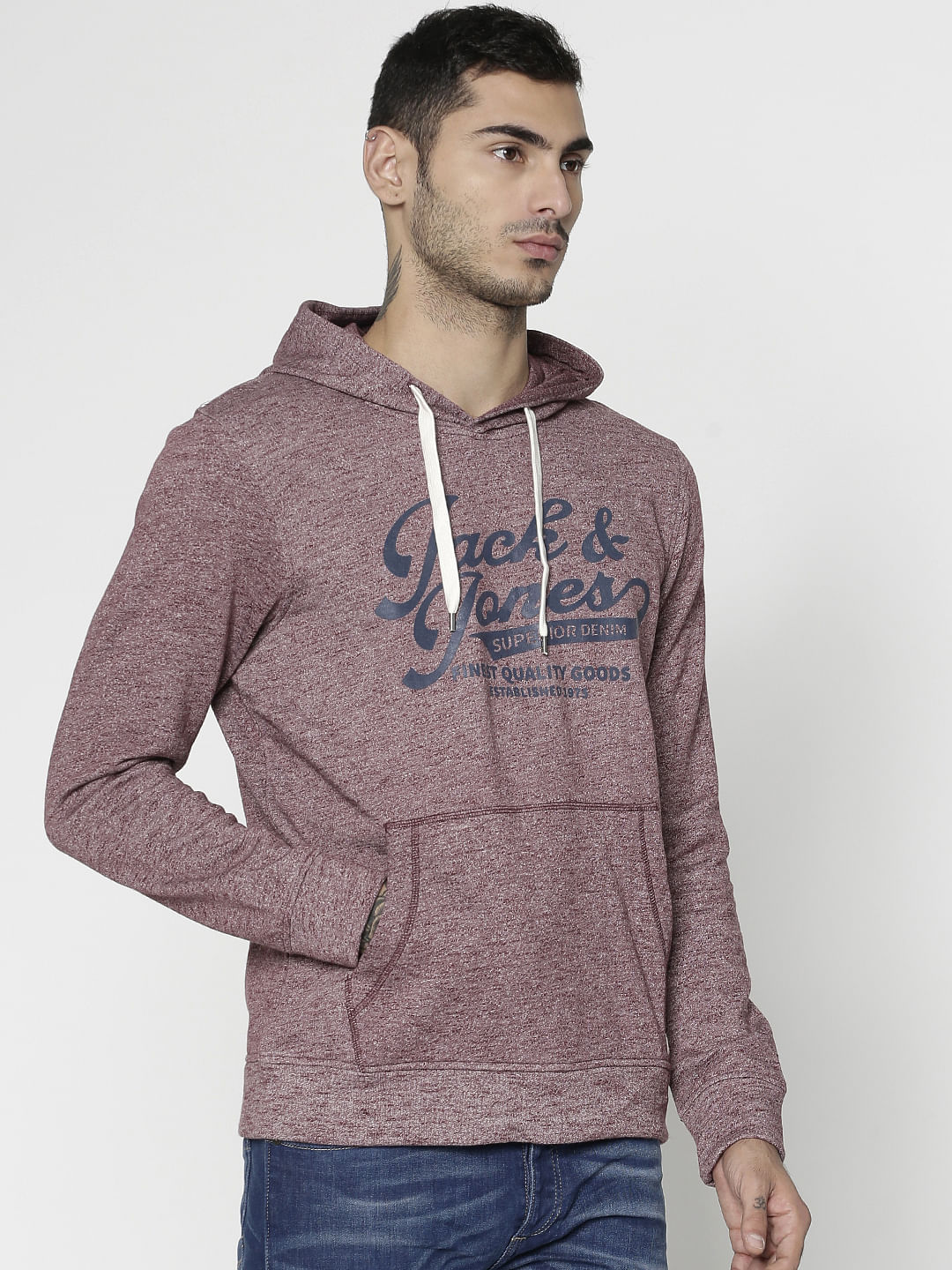 Red Text Print Hooded Sweatshirt
