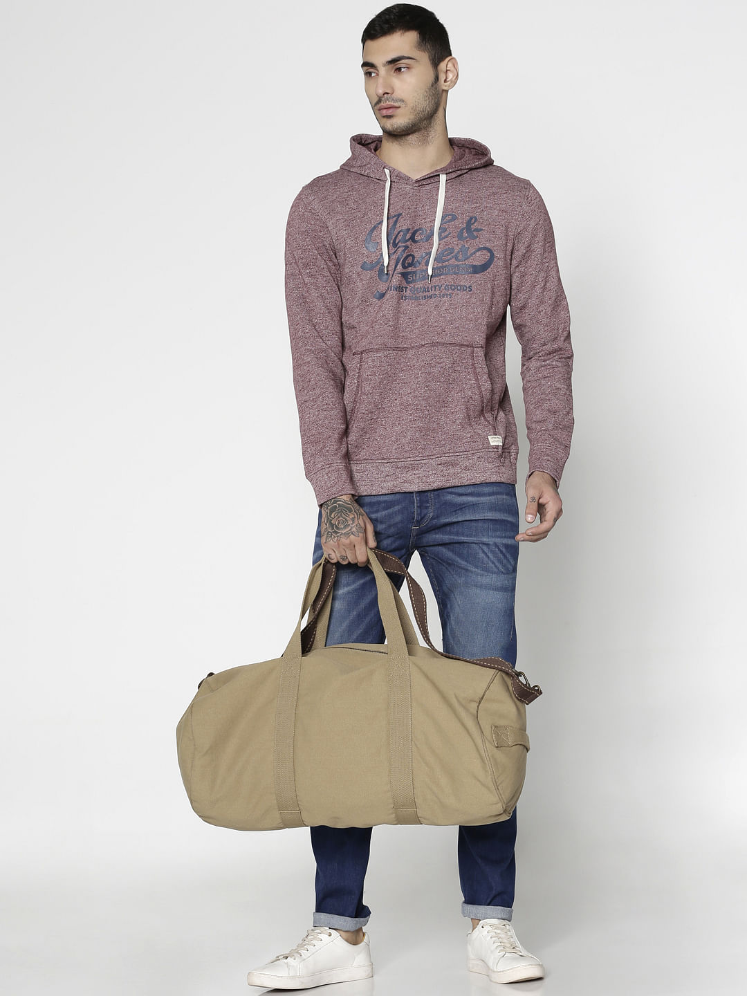 Red Text Print Hooded Sweatshirt