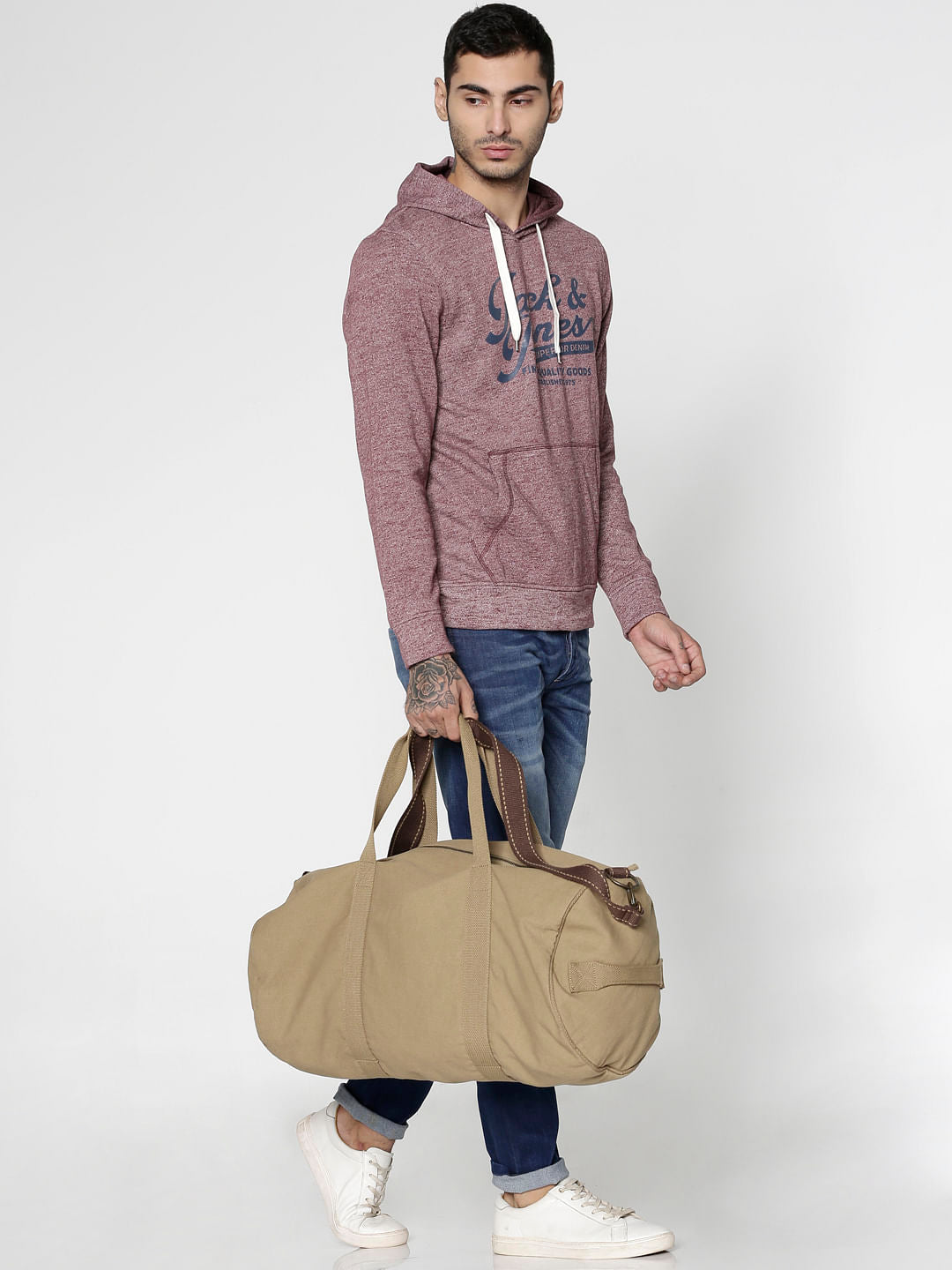 Red Text Print Hooded Sweatshirt