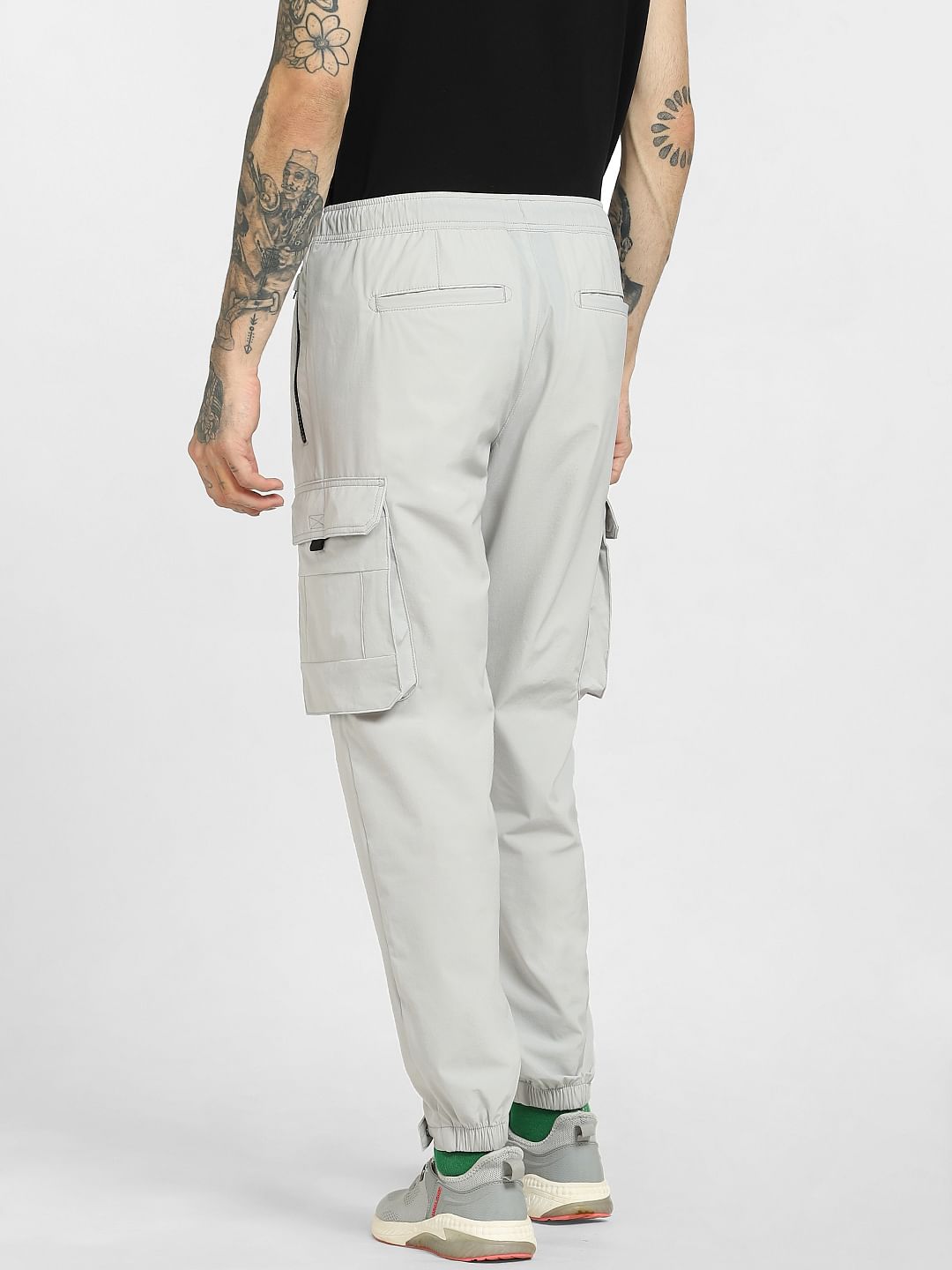 Grey Mid Rise Drawstring Pants