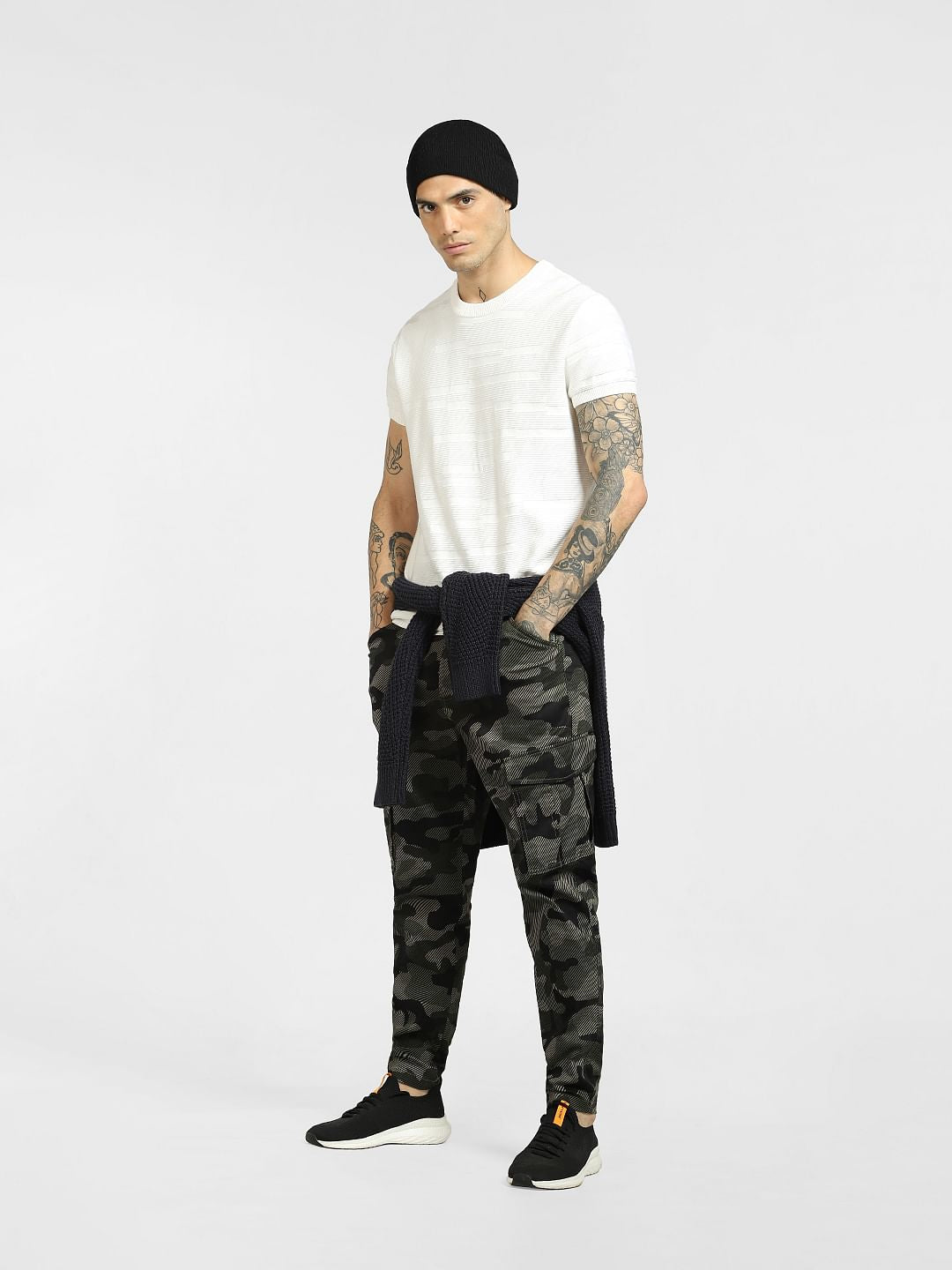Green Mid Rise Camo Print Pants