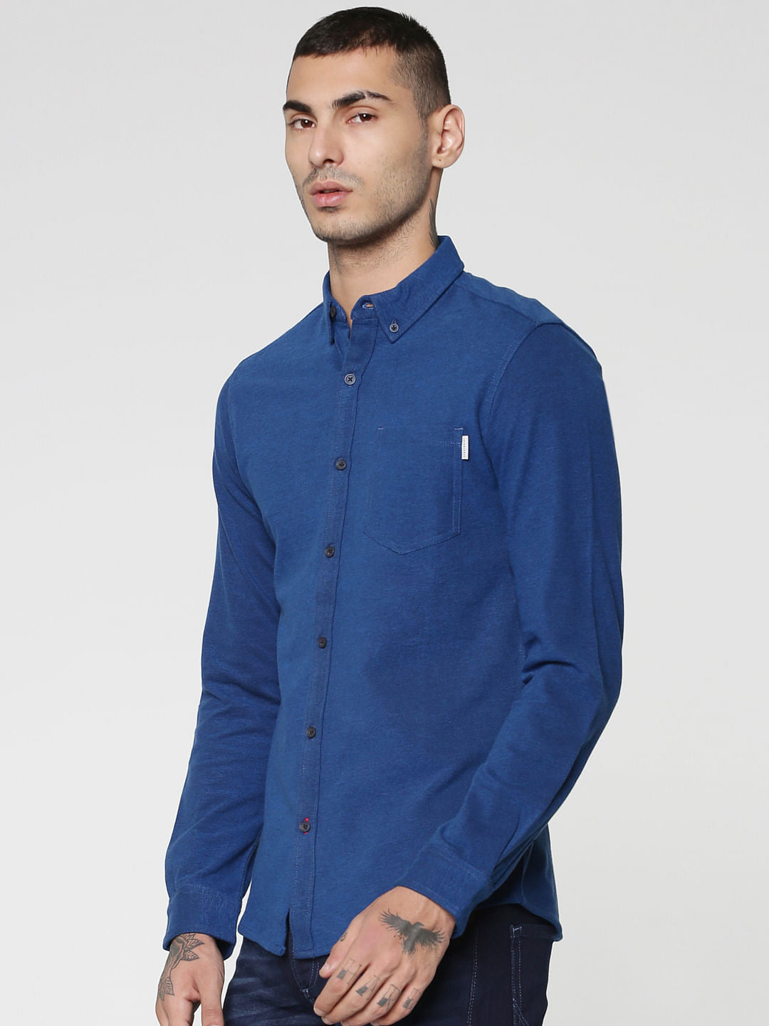 Blue Slim Fit Full Sleeves Shirt