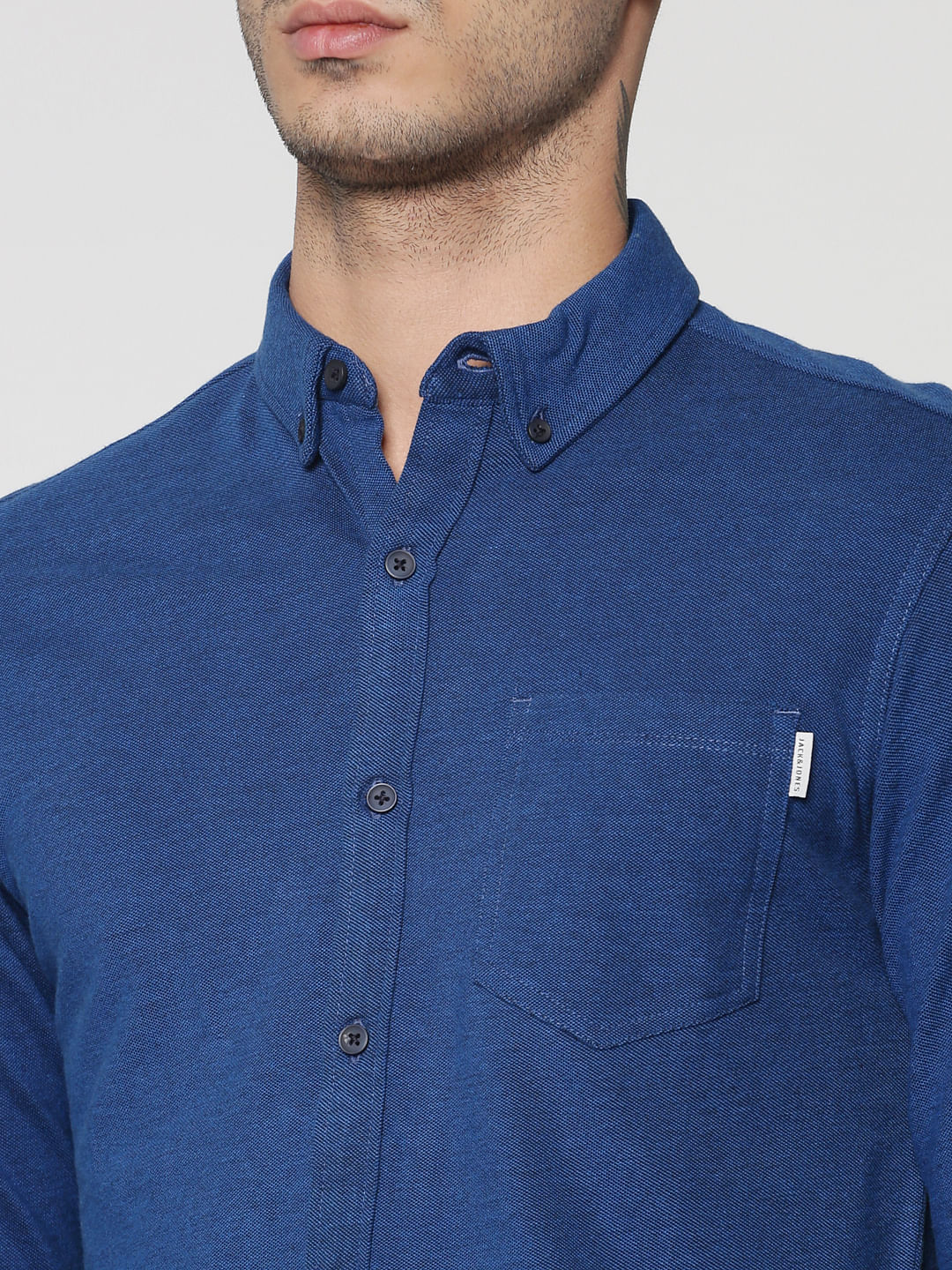 Blue Slim Fit Full Sleeves Shirt