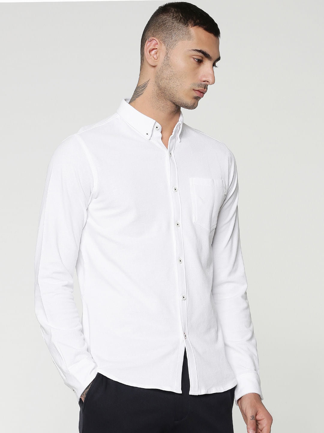 White Slim Fit Full Sleeves Shirt