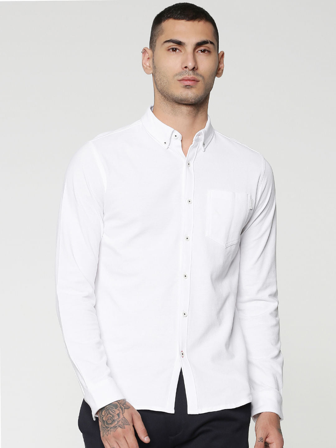 White Slim Fit Full Sleeves Shirt