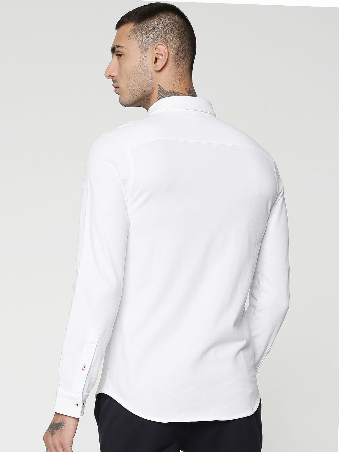 White Slim Fit Full Sleeves Shirt