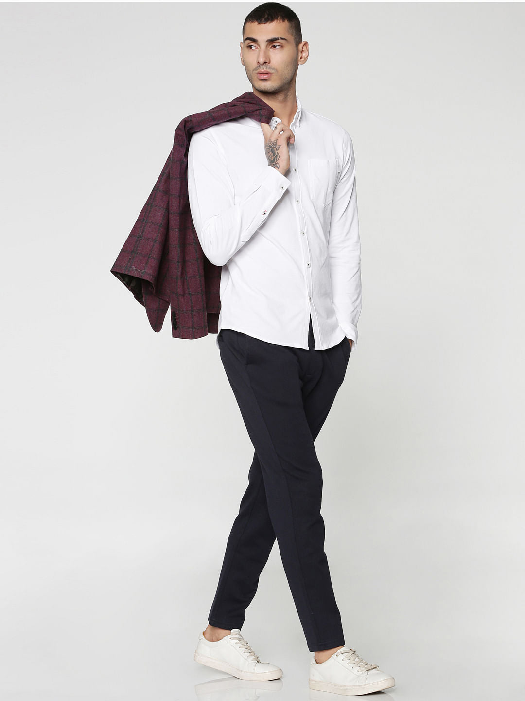 White Slim Fit Full Sleeves Shirt