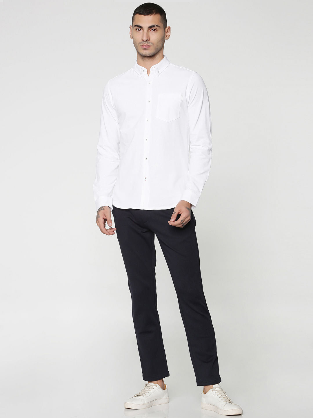 White Slim Fit Full Sleeves Shirt