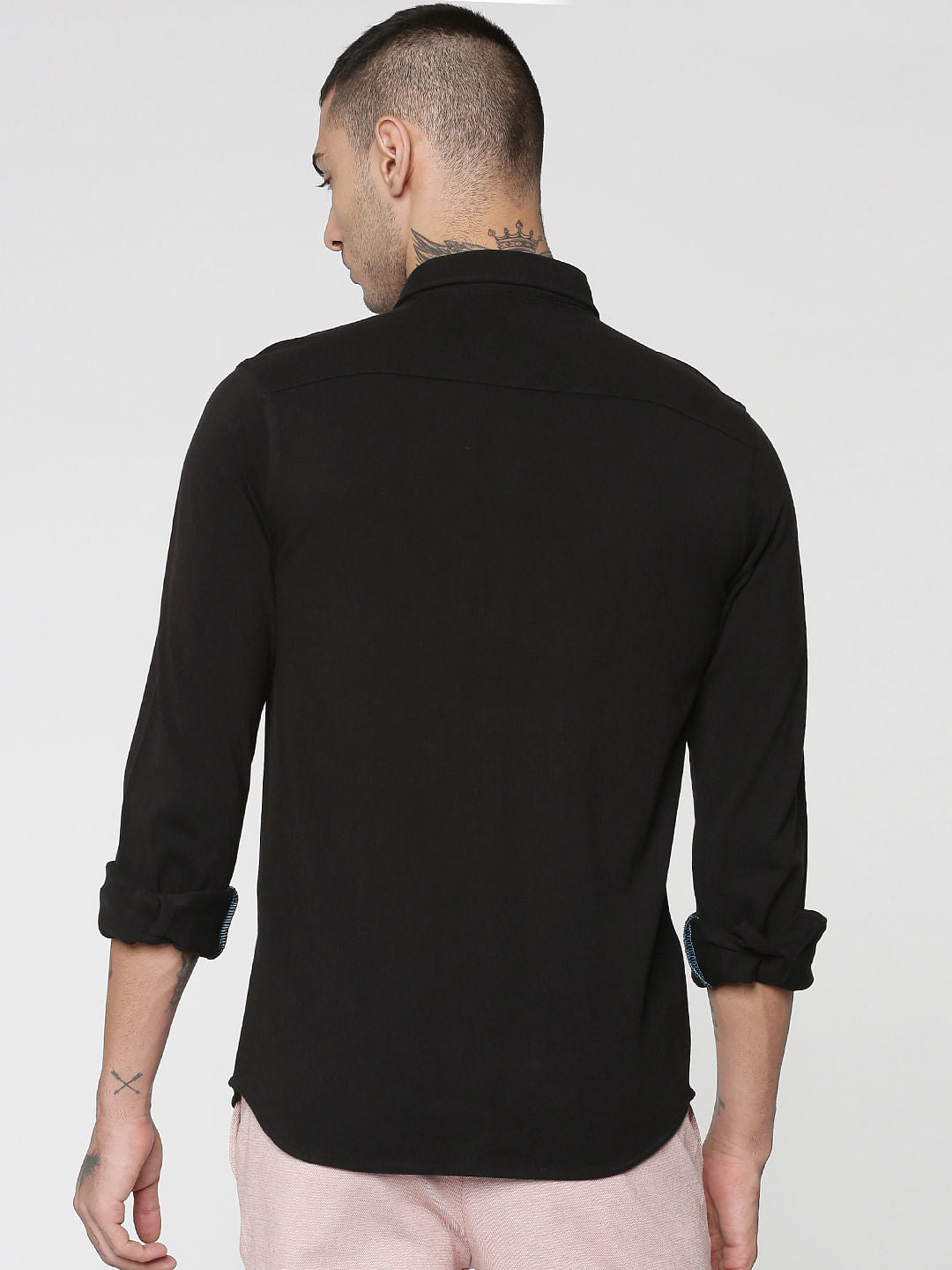 Black Slim Fit Full Sleeves Shirt