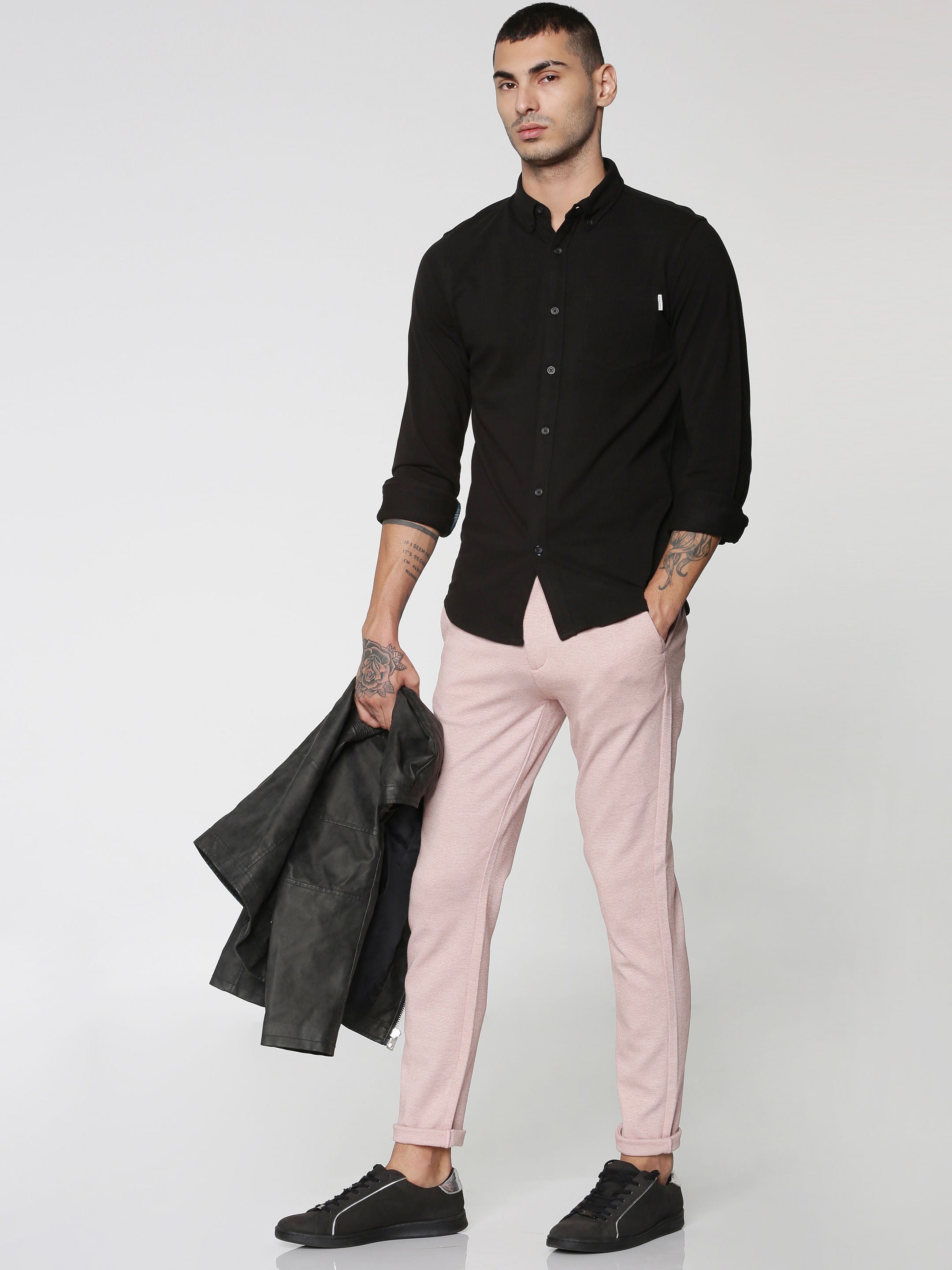 Black Slim Fit Full Sleeves Shirt