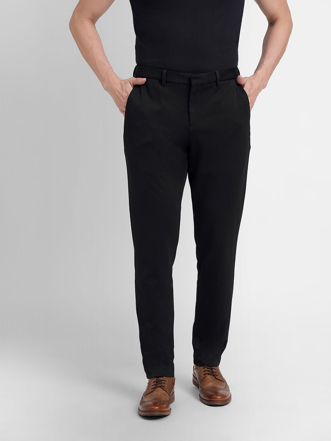 Black Mid Rise Trousers