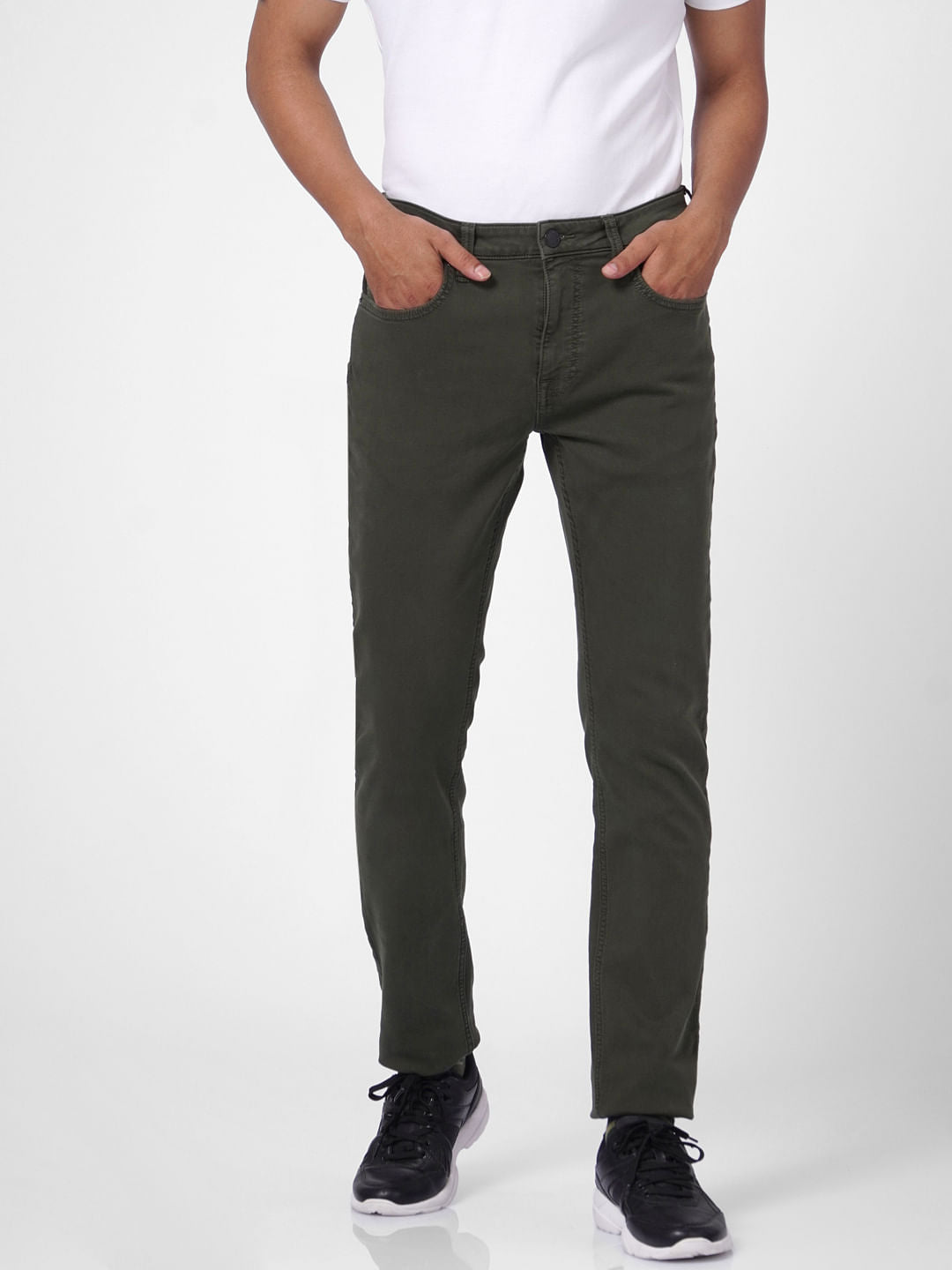 Green Low Rise Chino Pants