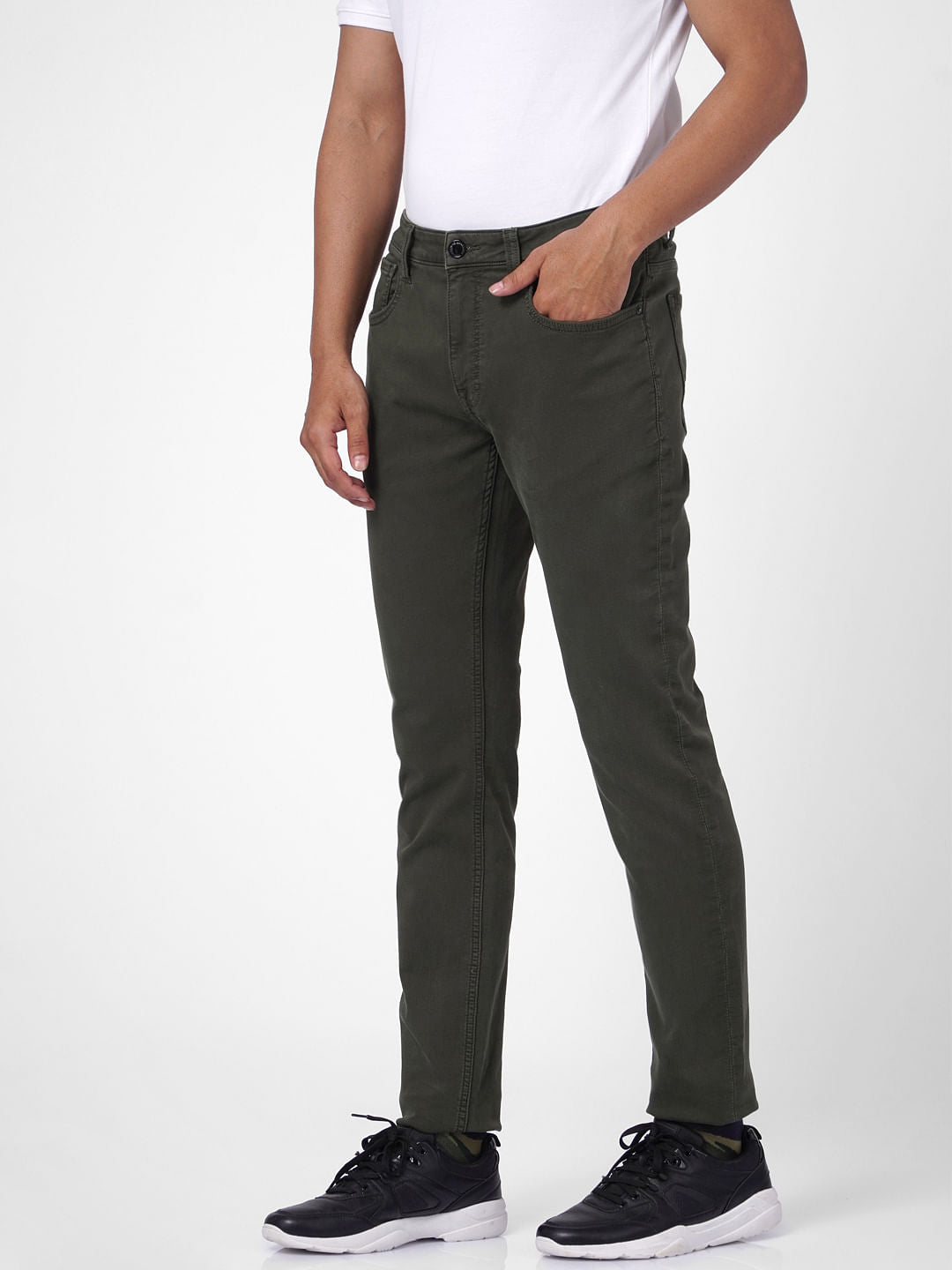 Green Low Rise Chino Pants