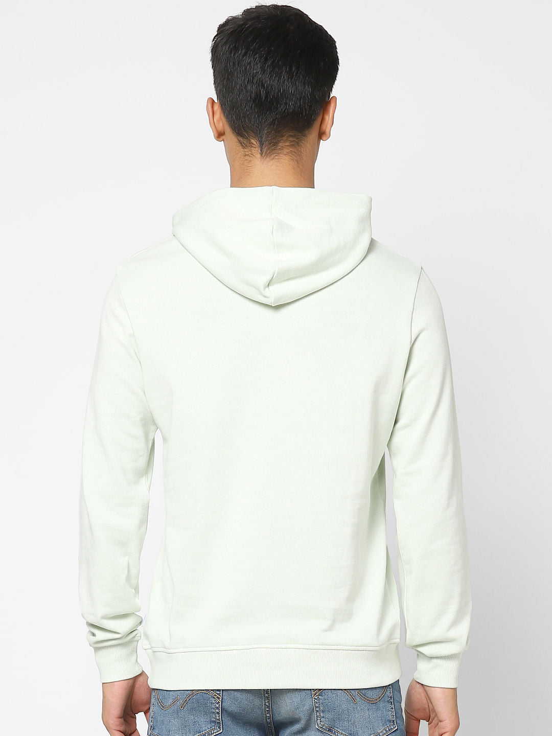 Light Blue Logo Print Hooded Sweatshirt
