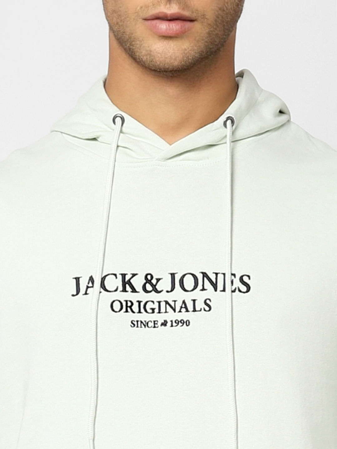 Light Blue Logo Print Hooded Sweatshirt